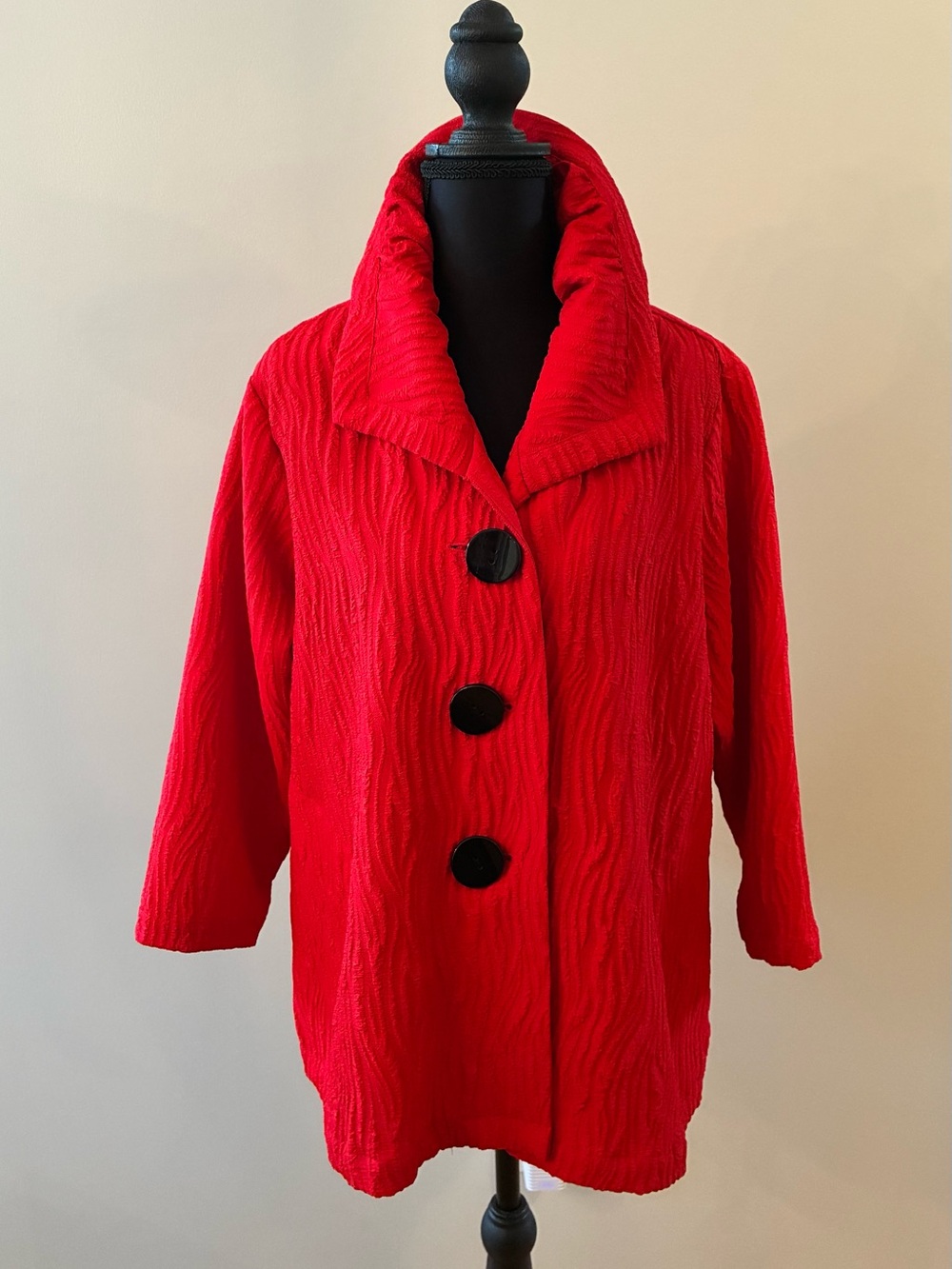 Women's Red Cozy Button-Front Jacket